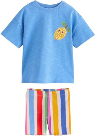 Next Kids Lemon Appliqu&eacute; Tee & Shorts Set in Blue at Nordstrom, Size 12-18M