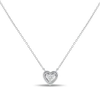 Luxury Bazaar 14kt witgouden halsketting met diamant en hartvormige bedel - Zilver