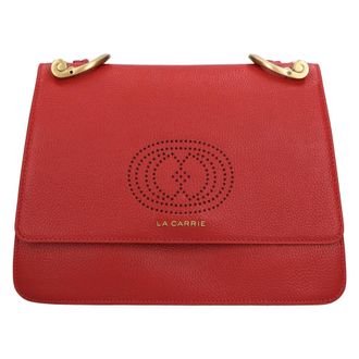 La Carrie Tassen, Dames, Rood, ONE Size, Leer, Lederen Tas met Perforaties