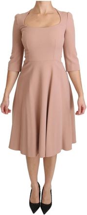Dolce & Gabbana Elegante lichtroze A-lijn jurk - Dames - Casual kleedjes - Roze - XS - Katoen - Kleedjes