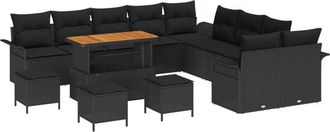 vidaXL Vidaxl - Garden Sofa Set with Cushion 14 pcs Black 110 x 55 x 71 cm