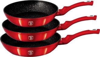 OEM Set Di 3 Padelle Rivestite In Granito 20/24/28 Cm Berlinger Haus Metallic Burgundy Line Bh-1288-nf