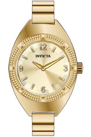 Invicta Mini Ring Watch 50641 Dameshorloge - Quartz Uurwerk - Roestvrij Staal met Gouden Wijzerplaat - 20 mm