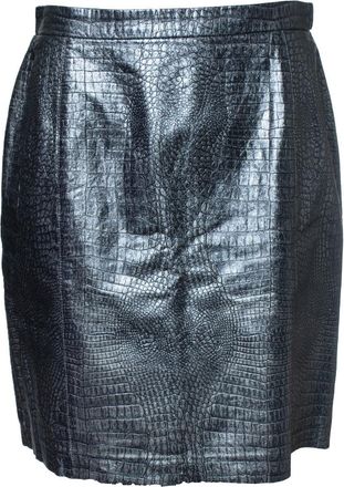 Escada croc embossed metallic leather skirt