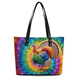 Generic Tie Dye Turkey Tote Bags for Women Cute Shoulder Purses Handbags
