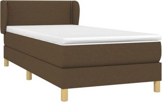 vidaXL Cama Box Spring Con Colch&oacute;n Tela Marr&oacute;n Oscuro 100x200 Cm Vidaxl