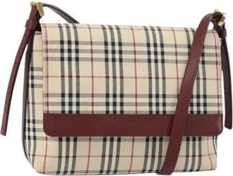 Burberry Pre-owned Cross Body Bags, female, Beige, Size: ONE SIZE Pre-owned Canvas Shoulder Bag