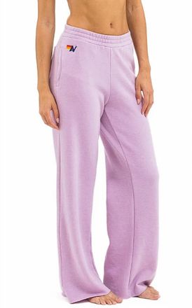 Aviator Nation 5 Stripe Sweatpants In Mauve/white Neon