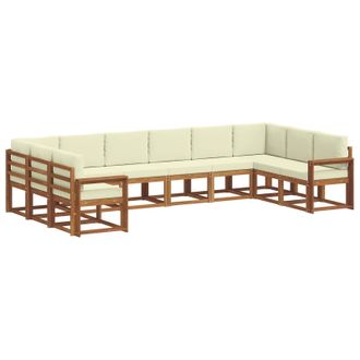 vidaXL Conjunto De Sof&aacute;s De Exterior Con Coj&iacute;n 10 Pcs Natural Y Crema Vidaxl