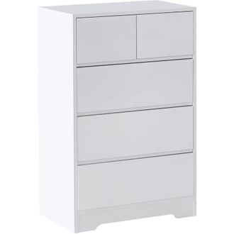 Beliani Sideboard White 5 Drawer Chest MDF Storage Unit Scandinavian Style ALBERTA