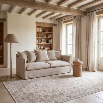 Maisons du monde Alfombra grande de estilo oriental en jacquard beige y gris 200x300 cm