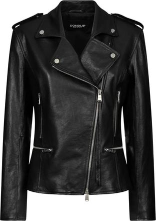 Dondup Giacca asimmetrica in pelle con zip - Nero