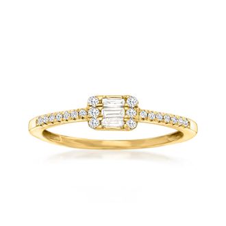 Canaria Canaria Diamond Rectangular Cluster Ring in 10kt Yellow Gold
