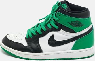 Air Jordan s Green/white Leather Jordan 1 Retro High Top Sneakers
