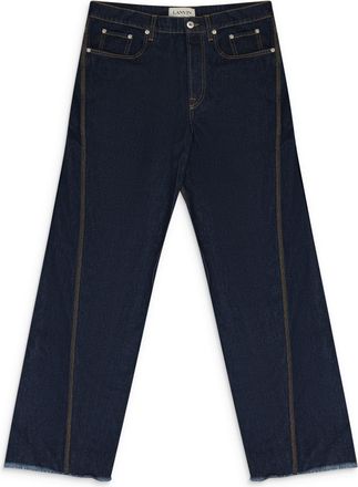 Lanvin BLUE TWISTED DENIM BAGGY STRAIGHT-FIT JEANS