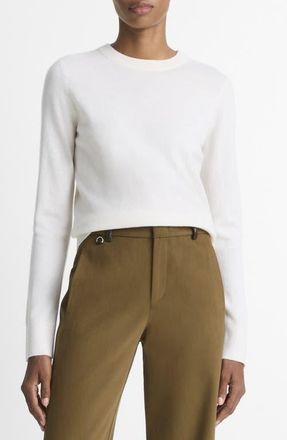 Vince Rib Crewneck Cashmere Sweater in White at Nordstrom, Size Xx-Small