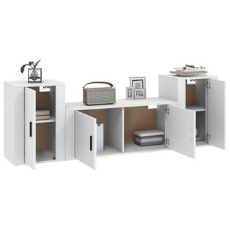 Berkfield Home Classic 3 Piece TV Cabinet Set White Engineered Wood