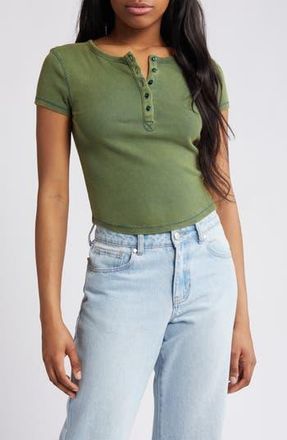 BDG Rib Henley T-Shirt in Khaki at Nordstrom Rack, Size Medium