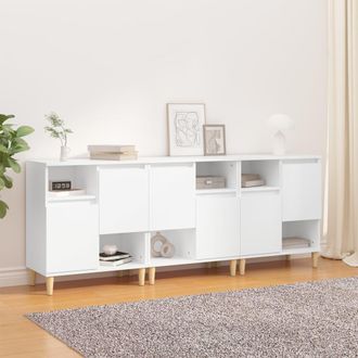 vidaXL Vidaxl - Aparadores 3 Uds Madera Contrachapada Blanco 60x35x70 Cm