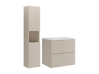 VENTE-UNIQUE.COM Conjunto de ba&ntilde;o efecto madera beige