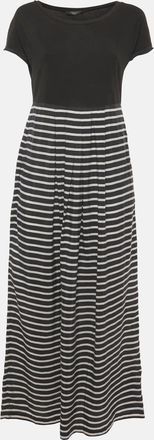 Max Mara Black/white Striped Cotton Knit & Silk Maxi Dress