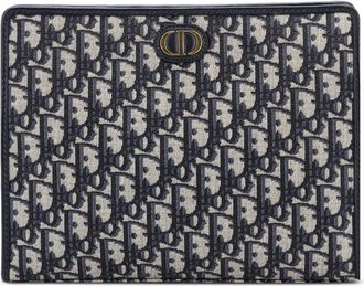 Dior 30 Montaigne Zip Pouch Oblique Canvas Medium clutch bag - Blauw