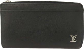 Louis Vuitton Black Taigarama Long Wallet (Bi-Fold) (Pre-Owned)