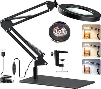 OEM L&aacute;mpara Con Aumento De 10x - Brazo Giratorio Ajustable - 3 Modos De Color - 10 Niveles De Brillo - Di&aacute;metro De La Lente: 105 Mm - Para Manualidades Y 