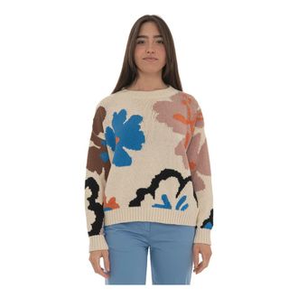 Max Mara Wkdcelebre Pullover - Dames - Ronde hals truien - Veelkleurig - L - Katoen - Truien & Vesten