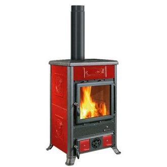 Nordica Estufa De Le&ntilde;a - Rossella R1 5.0 Liberty Revestimiento Esmaltado Acabado Burdeos 58&times;59 H91 Cm 9 Kw - La Nordica