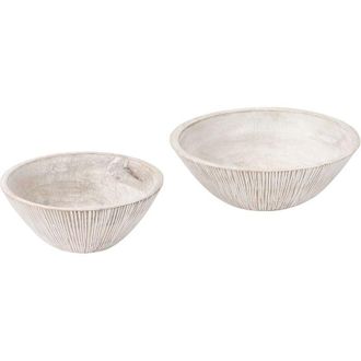 Beliani Beliani - Conjunto De 2 Cuencos Decorativos De Madera De Mango Hechos A Mano Estilo Moderno Marr&oacute;n Claro Siwa
