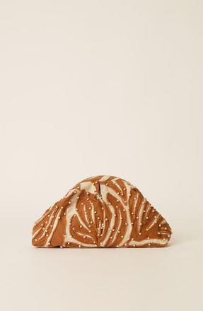 BTB Los Angeles Soutache Woven Clutch in Camel/ivory at Nordstrom