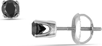 Amour 1/2 CT TW Black Diamond Stud Earrings In 14K White Gold