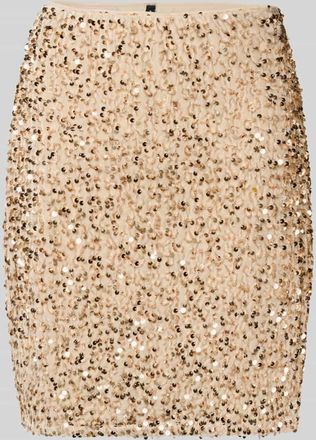 Vero Moda Leicht ausgestellter Mini-Rock mit Paillettenbesatz Modell BELLA in Sand, Größe XS