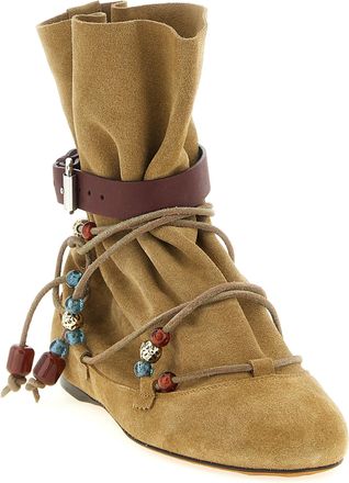 Isabel Marant Womens Beige Calfskin Ankle Boots