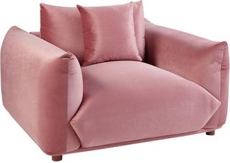 Beliani Beliani - Sill&oacute;n Sala De Estar Asiento Y Respaldo Tapizados En Terciopelo Patas De Madera Rosa Luvos