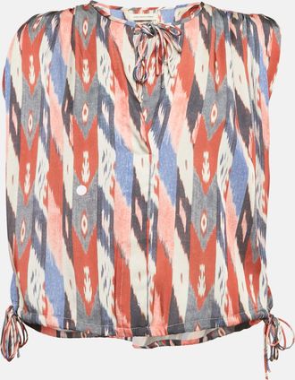 Isabel Marant Etoile Satin Print Sleeveless Top