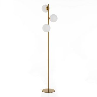 Oresteluchetta L&aacute;mpara de pie con 3 pantallas de acero acabado lat&oacute;n cm. &Oslash;.30 h.160