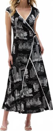 Joseph Ribkoff Maxi Wrap Dress In Black/vanilla