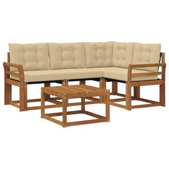 vidaXL Conjunto De Sof&aacute;s De Exterior Con Coj&iacute;n 5 Pcs Natural Y Beige Vidaxl