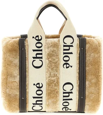 Chloé Woody Borse A Mano Beige-Donna