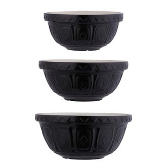Mason Cash Color Mix Black Size 12, Size 18, Size 24 Mixing Bowl Set of 3