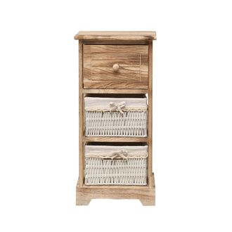 Mobili Rebecca Mobili Rebecca - Rebecca Mobili Mesita De Noche 3 Cajones Madera Mimbre Natural 63x30x27