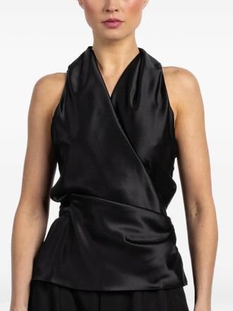 Peter Cohen halter-neck wrap top - Zwart
