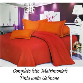 Trade Shop Trade Shop - Juego De S&aacute;banas Doble Con Fundas De Almohada Color Salm&oacute;n S&oacute;lido