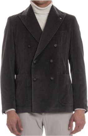 Tagliatore Montecarlo Double-Breasted Jas - Heren - Blazers - Grijs - XL - Katoen - Jassen