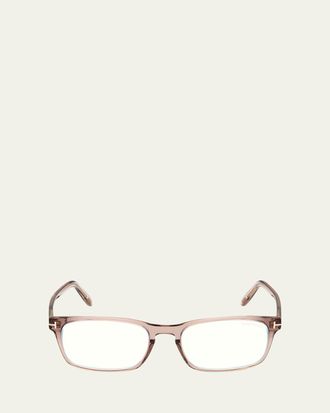 Tom Ford Blue Blocking Keyhole Acetate Rectangle Glasses