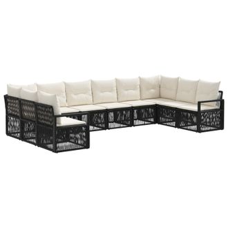 vidaXL Conjunto De Sof&aacute;s De Jard&iacute;n 10 Pcs Negro Rat&aacute;n Sint&eacute;tico Vidaxl