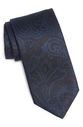 Canali Paisley Silk Tie in Black at Nordstrom
