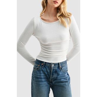 Lush Side Cinched Long Sleeve Top in Ivory at Nordstrom Rack, Size X-Small
